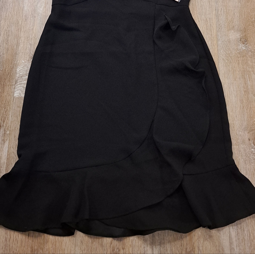 Nanette Lepore Black Ruffle Dress Sleeveless White Lace Trim Women's Size 6 - Picture 5 of 14